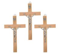 5 Pezzi Croce in Legno Khaki per Decorazioni Parete e Centrotavola | Stile Classico, Bambù e Legno, per Fedeli Cattolici, Chiesa, Ufficio, Pasqua, Cresima, Battesimo
