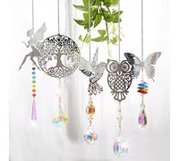 5 Pezzi Crystal Suncatcher,Appeso Arcobaleno Prisma Finestra,Appendere Vetro Acchiappa Sole,Pendenti Prismi Cristallo,Prismi a Sfera in Cristallo Trasparente,Pendenti Suncatcher Decorazione