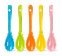 5 Pezzi Cucchiaini da Caffè Ceramica Colorati Cucchiai per Uova Tè | Resistente Sicura e Inodore, Lati Arrotondati che non Incidono la Bocca, Lavabile in Lavastoviglie, per Zuppe e Yogurt
