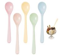 5 Pezzi Cucchiaio a Manico Lungo in Plastica Colorata, Cucchiaini Plastica, 16 cm Riutilizzabile Cucchiaini di Plastica Lunghi per Minestra, Caffè, Dessert, Cocktail, Tè, Gelato, Uova, 5 Colori