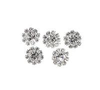 5 pezzi da 12 mm rotondi per bottoni con gambo con strass, cucito, artigianato, abbellimento, filo interdentale, nappe, nodo cinese, creazione di gioielli, souvenir, accessori artigianali, ganci da