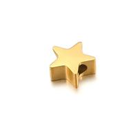 5 pezzi da 6/8/10 mm in acciaio inossidabile, perline distanziatrici a forma di cuore, for creare gioielli fai da te, bracciali e collane da donna.(Gold color star,6mm)