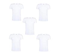 5 pezzi da uomo unisex a maniche corte girocollo girocollo girocollo in set Classic Fit 100% morbido cotone anello spun filato 150 g/m² di qualità, jersey singolo dalla S alla 3XL, bianco, L