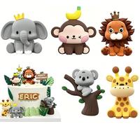 5 Pezzi Decorazioni per Torte Animali, Animali Cake Topper, Decorazioni per Torte Bosco, Cake Topper Animali Safari, Adatto per Feste di Compleanno per Bambini E Feste A Tema