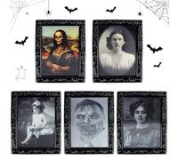 5 Pezzi Decorazioni Ritratto Horror di Halloween,3D Cambiamento Faccia Scary Photo Frame Decorazioni Ritratto Spaventoso,Halloween Decorazioni Casa Murale Infestata