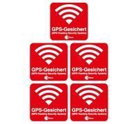 '5 pezzi di "Alarm, GPS, isecur®, alarmgesichert, 40 X 40 mm, Art. Hin _ 069 _ esterno, Nota su GPS, Backup aussenklebend per vetri, Auto, Moto, camion, edilizia
