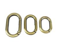5 pezzi di anelli a molla ovali in metallo - Ganci con fibbia in lega di zinco for borse, portachiavi e accessori fai da te(Brass,16mm)