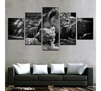 5 Pezzi Di Arte Della Parete Quadro Su Tela Stampa Su Tela Moderna 5 Pezzi Quadro Su Tela 5 Pezzi Animale Leone Moderni Soggiorno Quadri Cucina Quadri Camera Da Letto (Senza Cornice 150 X 10-2A1P/W2U