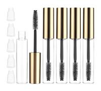 5 Pezzi di Bottiglia Vuota 10 ml per Mascara con Spazzola per Ciglia, Tubo Ricaricabile con Imbuto Trasparente, Adatto per Riempimento di Olio di Ricino (Oro)