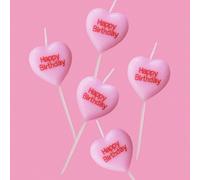 5 pezzi di candele decorative a forma di cuore rosa con la scritta "Buon compleanno" per feste di compleanno Tagli UnicaCera