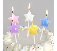 5 pezzi di candele per torta di compleanno con decorazione a stelle colorate come macaron e glitter, decorazioni per feste, per il ritorno a scuola e San Valentino Tagli UnicaCera