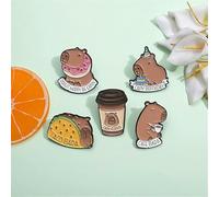 5 Pezzi di Capybara Spille, 60 Capybara Adesivi, Animale del Fumetto Badge, Creativo Giacca Spille, Carino Notebook Adesivi, Mano Fai da Te Conto Adesivi.