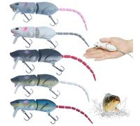 5 pezzi di esche da pesca per ratti artificiali 2.36 esche per topi da pesca realistiche 3D con gancio triplo esca multi snodabile per spigola d'acqua dolce d'acqua salata #1