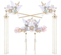 5 pezzi di forcine per capelli con nappe di campanule, fermagli per capelli con perle e strass di cristallo, copricapo retrò con fiori cinesi, accessori per capelli da sposa, gioielli