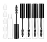 5 pezzi di mascara vuoto bottiglia 10 ml spazzola per ciglia con contenitore, tubo di mascara ricaricabile con imbuto trasparente, adatto per il riempimento di olio di ricino ciglia mascara (nero)