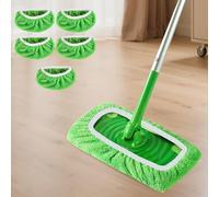 5 pezzi di panni per mocio riutilizzabili e sostituibili per mocio piatto da asciutto o da bagnato, per pavimenti in legno duro, laminato e piastrelle, per la pulizia profonda della casa (verde)
