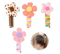 5 Pezzi di Peli di Fili Telefonici,Cravatte per Capelli a Spirale Intrecciate a Colori,Nessuna Piega per i Capelli del Carrello,Porta Coda di Cavallo Elastico,Set di Capelli Eleganti (4PCS)