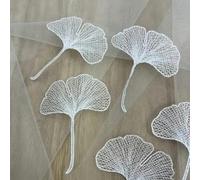 5 pezzi di pizzo bianco nero ginkgo foglie fiore ricamo patch applique riparazione-bianco