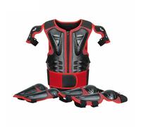 5 pezzi di protezione per la sicurezza dei bambini in moto con schienale, giacca protettiva traspirante per il corpo del motociclista, set di protezioni per il torace per sport,Red-One Size