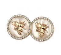 5 pezzi di pulsanti rotondi con motivo di ape miele in metallo e strass per cucito artigianato DIY e creazione di gioielli