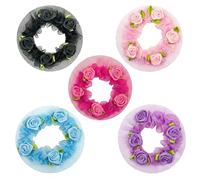5 pezzi di retine elastiche per capelli con bordo a fiore, coperture per chignon, per danza classica, pattinaggio, prestazioni accessori per capelli