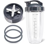 5 pezzi di ricambio per frullatore estrattore lama e tazza da 32 once per NutriBullet serie 600w e 900w, include 1 coperchio flip-top to go e 2 guarnizioni in gomma