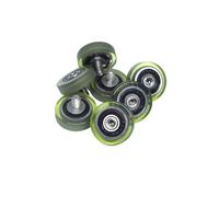 5 pezzi di rulli rivestiti in PU con diametro esterno di 18 mm con cuscinetti 605RS e viti M4 Pulegge silenziose in gomma morbida poliuretanica PU60518-5C1L6M4(PU60518-5C1L6M4)