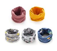 5 Pezzi di Sciarpe per Bambini, Bavaglini Caldi O-Ring in Cotone Antivento per Ragazzi e Ragazze - Modelli Simpatici Cartoni Animati per Primavera, Autunno e Inverno