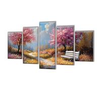 5 Pezzi Diamond Painting Giappone Fiori di ciliegio, Diamond Painting Adulti Kit, DIY Diamantini Crystal Art Pittura Bambini, Pittura Diamante Kit Ricamo per Casa Decorazioni Regalo 200x120cm q-267