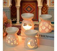 5 pezzi Diffusore di oli essenziali in ceramica, scaldacera per tè con cucchiaio per candela, portacandele per aromaterapia, decorazione per casa e camera da letto, regalo di inaugurazione casa e Nata