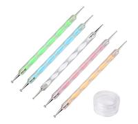 5 pezzi Dotting Pen, Pennelli Nail Art, nail art pens, doppia punta, con 1 pezzo di 5 g piccolo flacone rotondo, per nail art, fai da te, nail design, salone di bellezza, salone di manicure