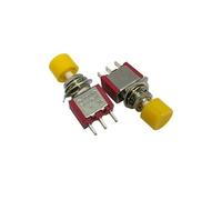 5 pezzi DS-612 3 pin C-NO-NC 6 mm interruttore a pulsante giallo momentaneo autoripristinante ON-(ON) 5 A/120 V interruttori a levetta