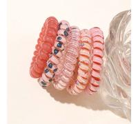 5 pezzi Elastici per capelli a spirale con colore sfumato, Fasce per capelli ad alta elasticità, Accessori per capelli in gomma per ragazze GraficoABS