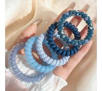 5 pezzi Elastici per capelli a spirale con colore sfumato, Fasce per capelli ad alta elasticità per ragazze, Accessori per capelli in gomma GraficoABS