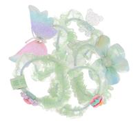 5 Pezzi Elastici per Chioma Ragazze, Set Verde, Farfalla Fiore Orso | Tessuto e Resina Plastica, Fissano la Coda senza Tirare, per Bambine e Ragazze