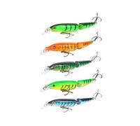 5 pezzi Esca da Spinning Rigida a Due Sezioni 10,5cm 9 g | Corpo Luminoso in Abc, Riflette la Luce, per Bass e Luccio, Casting e Recupero