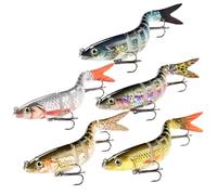 5 Pezzi esche da pesca, 8 segmenti, 8# in acciaio al carbonio, ganci di ancoraggio realistici multi-snodati artificiali di alta qualità, con esche rigide