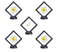 5 Pezzi Espositore a Telaio Galleggiante, Vetrine 3D, Cornici Trasparente, PE Film, con Supporti, per Monete, Esemplari, Gioielli, Collana, Orecchini, Medaglioni, Pietre (Nero)