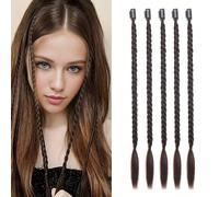 5 pezzi Estensioni per capelli in treccia chimica a trecce nere Grey C adatte per vacanze e uso quotidiano delle donne, accessori per extension per treccine a molletta in seta ad alta temperatura per 
