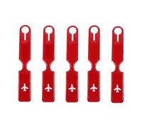 5 Pezzi Etichetta per Bagaglio in PVC Rosso, Cinghia e Chiusura | Viaggio e Scuola, Design Adorabile, Bordi Lisci, Uso Semplice, Aiuta a Distinguere Borse e Valigie