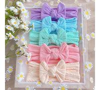 5 pezzi Fasce per capelli con fiocco in jacquard di nylon dai colori pastello per bambini, uso quotidiano, amore, San Valentino Tagli UnicaAnimale,Fumetto,Colore unico,Piante,stampa dappertuttoPoliamm