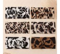 5 pezzi Fasce per capelli estive con stampa leopardata e fiocco per neonati, Set di accessori per capelli da principessa per neonati, Adatto per uso quotidiano in tutte le stagioni 6-24MMotivo struttu