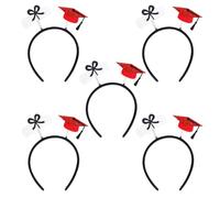 5 Pezzi Fascia per Capelli per Cappello da Laurea, Cerchietto con Cappello da Laureato, Decorazioni per Laurea, per Lauree, Feste in Costume e altre Feste (Cappello Rosso da Dottore)