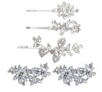 5 pezzi fermagli per capelli con strass, accessorio per capelli da donna, in argento con cristalli e strass, fermaglio per capelli francese, accessori per capelli da sposa, per donne e ragazze