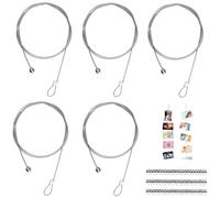 5 Pezzi Filo per Appendere Foto con 48 Magneti, Cavo per Appendere Foto Fotografie Cavo per Appendere Foto 2m*1,5mm per Appendere delle Foto Cartolina