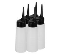 5 Pezzi Flacone Applicatore per Colore Capelli 160ml con Beccuccio | Corpo Trasparente con Segni di Livello, per Shampoo e Ritocco alla Base, Uso Salone