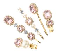 5 Pezzi Forcine Bobby Pin in Metallo con Cristalli Rosa