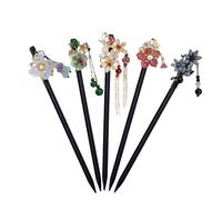 5 Pezzi Forcine per Capelli, Bastoncini per Capelli da Donna Forcella Retrò Cinese Forcina Capelli con Fiore Decorativi e Nappe Bastone da Capelli Classica per Donne e Ragazze