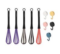 5 pezzi frusta in plastica con gancio a 5 pezzi, mini frusta per parrucchiere, mini frusta per crema, frusta per capelli
