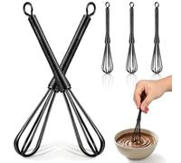 5 Pezzi Frusta Manuale Nera in Silicone e Plastica per Tinta Chioma | Miscelazione Rapida, Pulizia Semplice, Testa a Palloncino, per Salone e Studenti di Cosmetologia, Uso Domestico